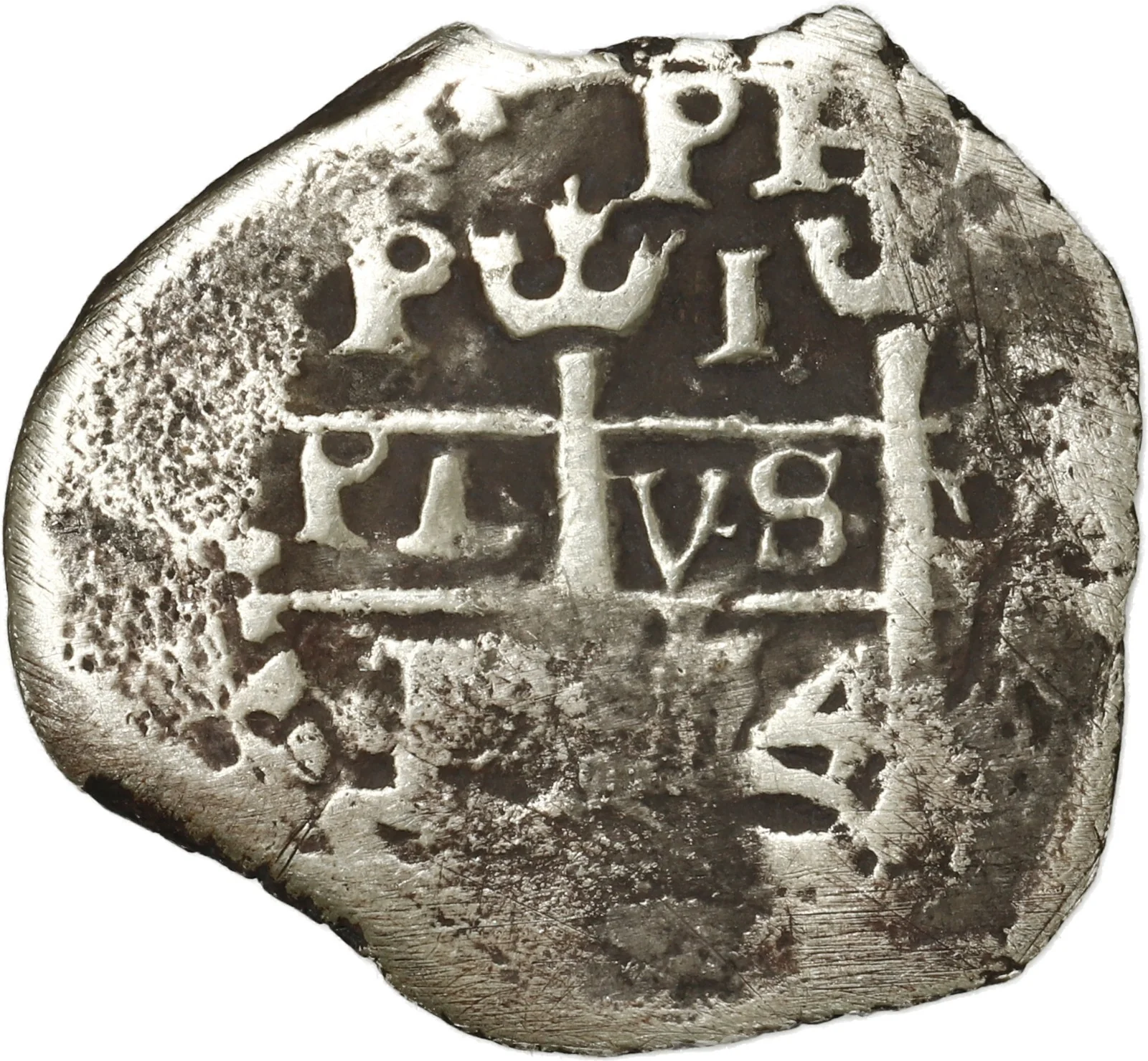 BOLIVIA, Potosí, cob 1 real, 1654 E, PH at top, motto PL-VS-VL.