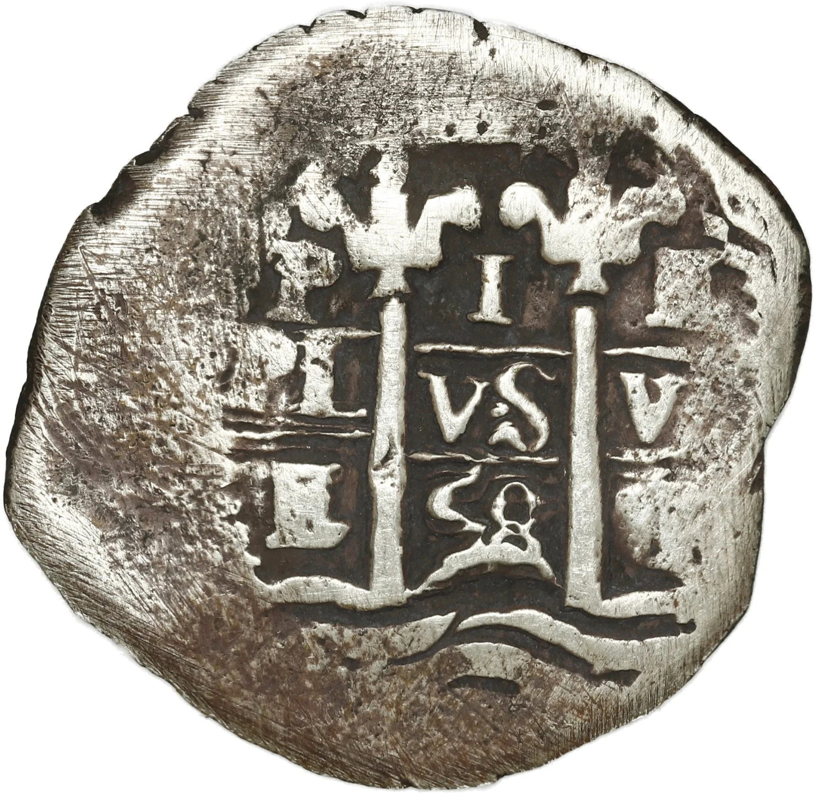BOLIVIA, Potosí, cob 1 real, 1658 E, motto PL-VS-VL.