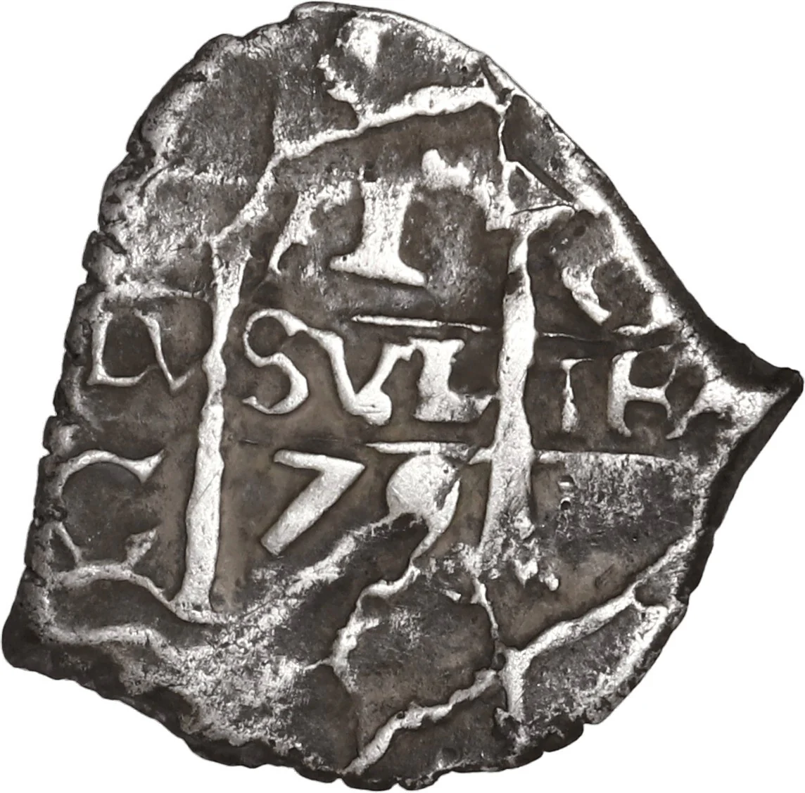 BOLIVIA, Potosí, cob 1 real, 1679 C, struck on a ½R flan (unique error).