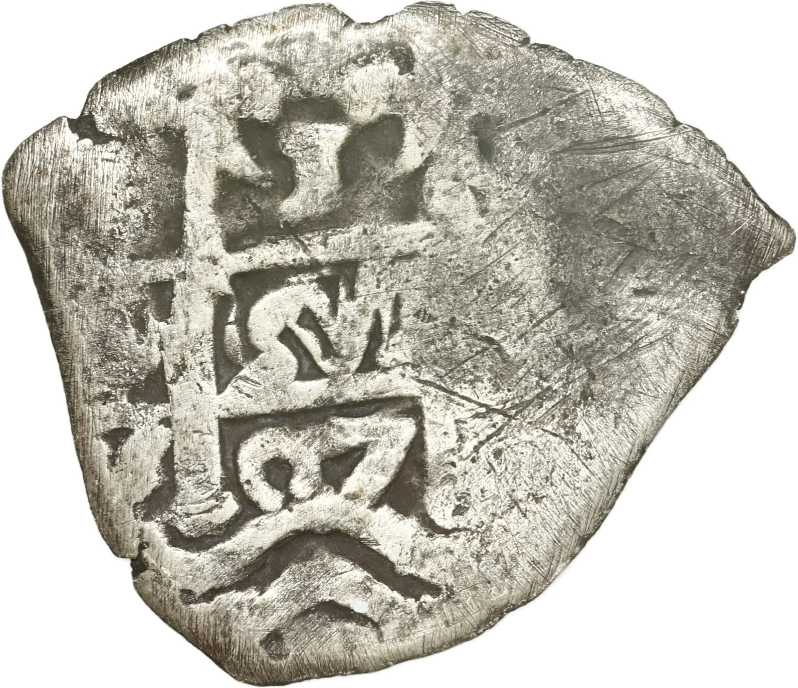 BOLIVIA, Potosí, cob 1 real, 1707 Y, two-digit date between pillars.