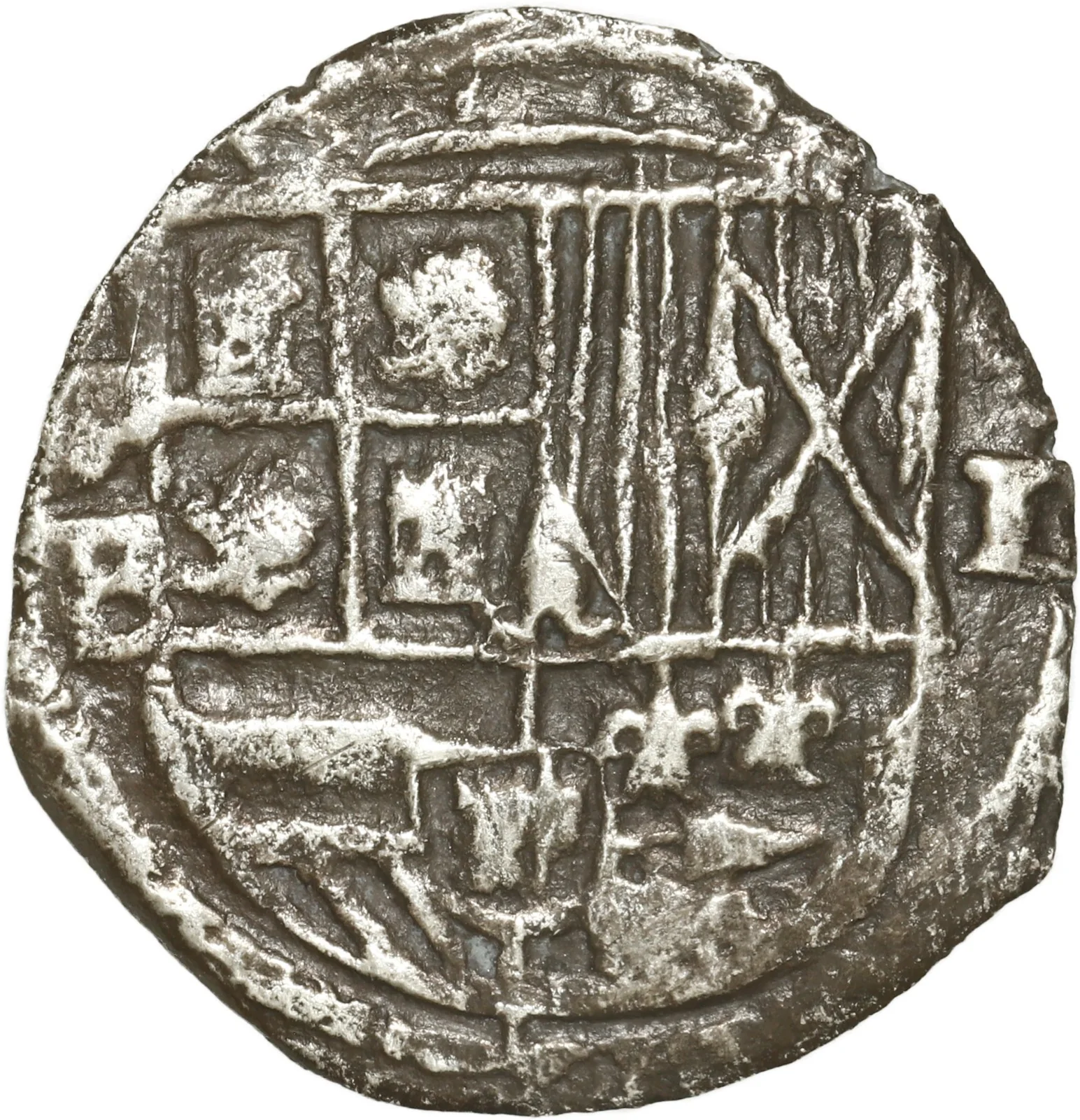 BOLIVIA, Potosí, cob 1 real, Philip II, assayer B (5th period).