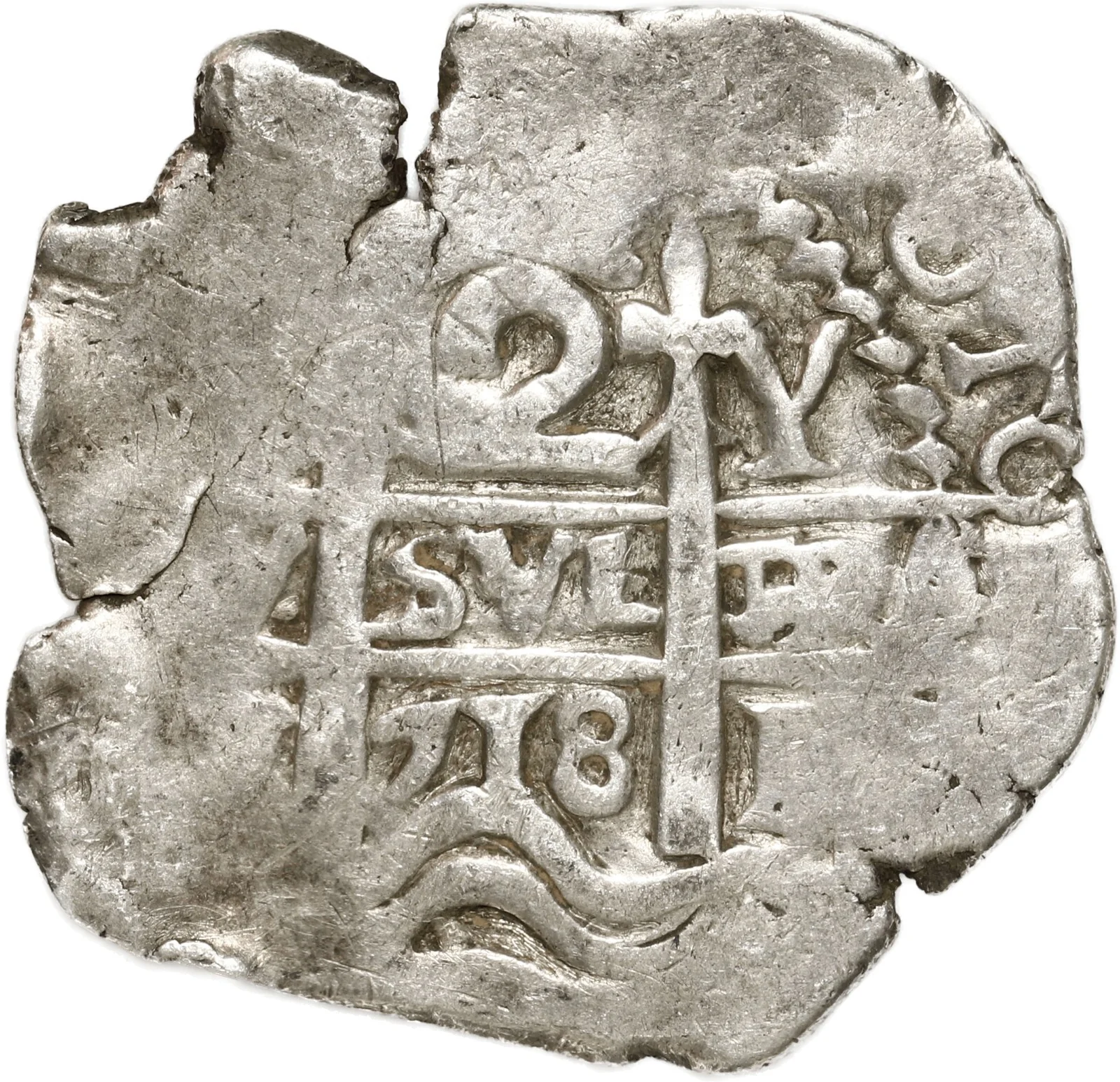 BOLIVIA, Potosí, cob 2 reales, 1718 Y, ex-Ugaz.