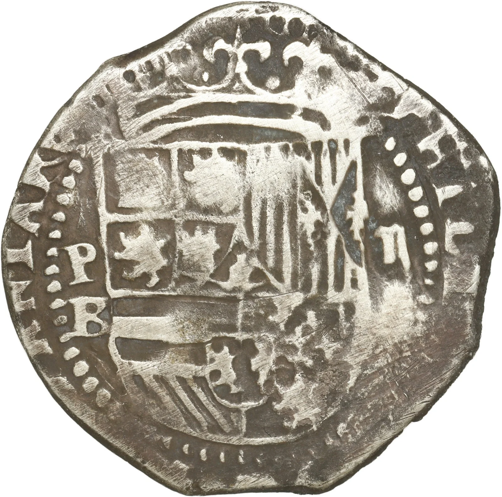 BOLIVIA, Potosí, cob 2 reales, Philip II, assayer B (1st period).