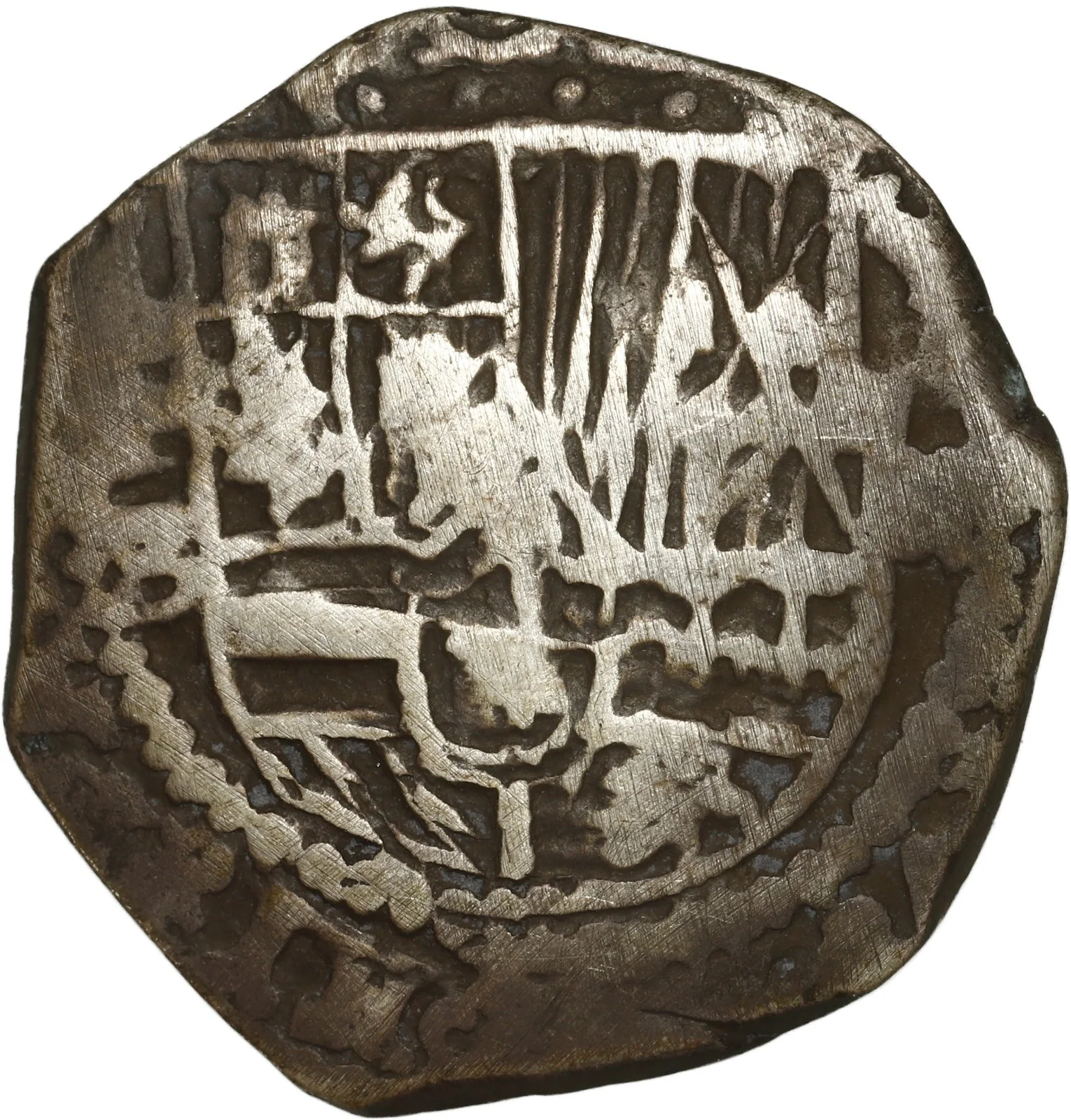 BOLIVIA, Potosí, cob 2 reales, Philip II, assayer B (5th period).
