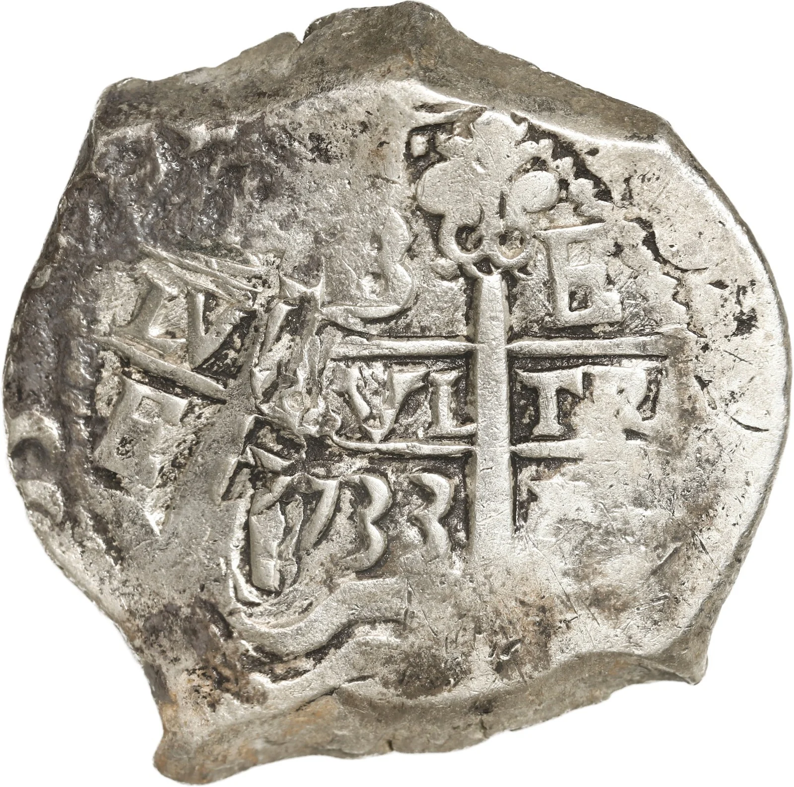 BOLIVIA, Potosí, cob 8 reales, 1733 E, ex-Calbetó (Plate).