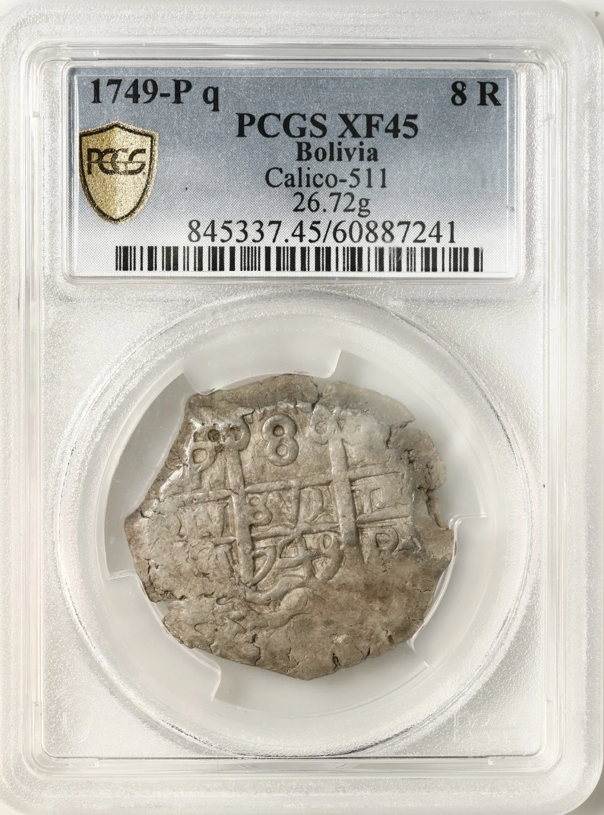 BOLIVIA, Potosí, cob 8 reales, 1749 q, PCGS XF45. - Image 3