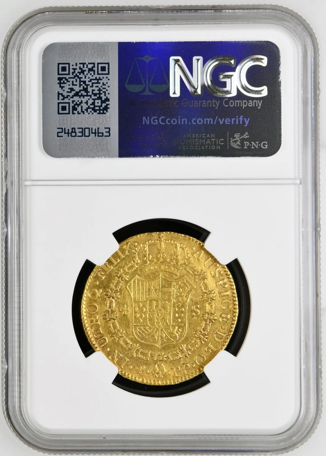 BOLIVIA Potosí Gold Bust 4 Escudos Charles IV 1801 PP NGC XF Details Rare Date - Image 4