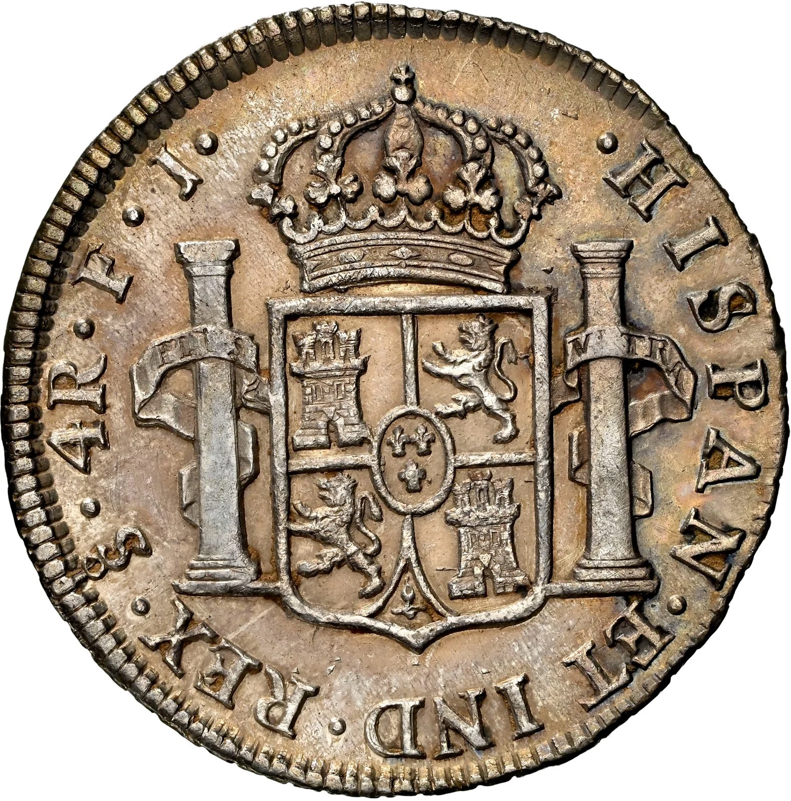 CHILE, Santiago, bust 4 reales, Charles IV, 1806 FJ, NGC AU details / cleaned - Image 2