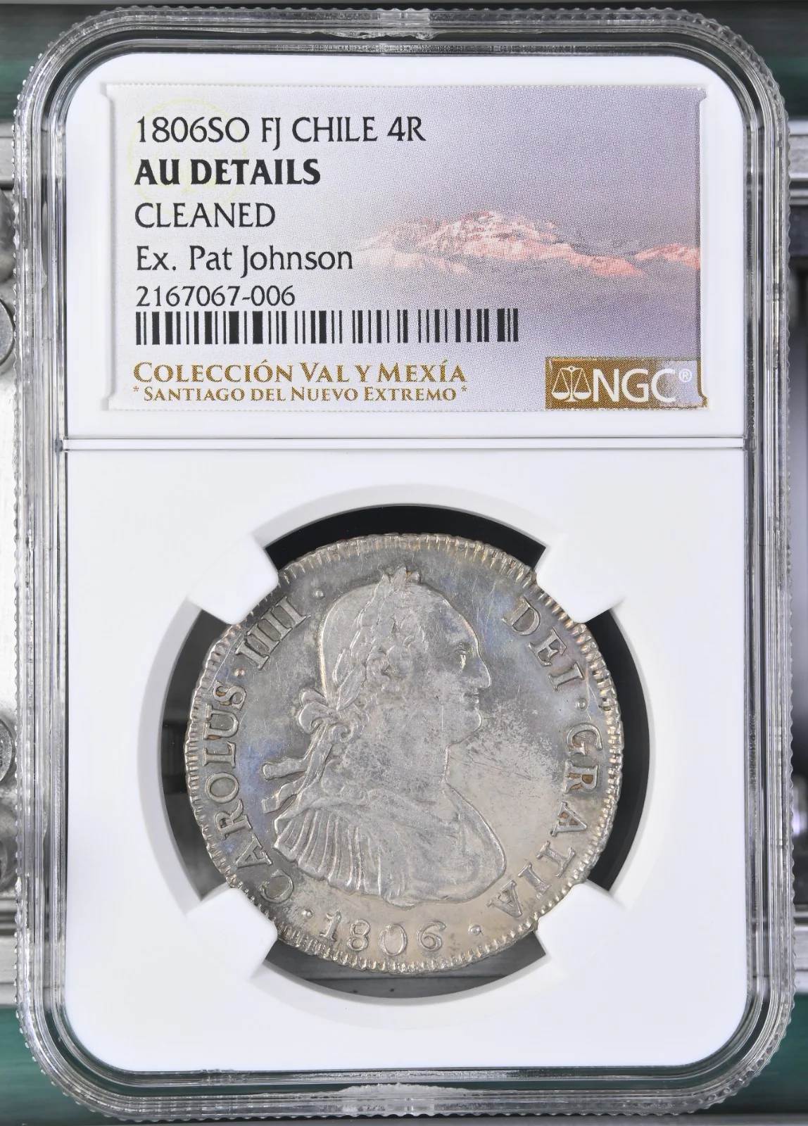 CHILE, Santiago, bust 4 reales, Charles IV, 1806 FJ, NGC AU details / cleaned - Image 3