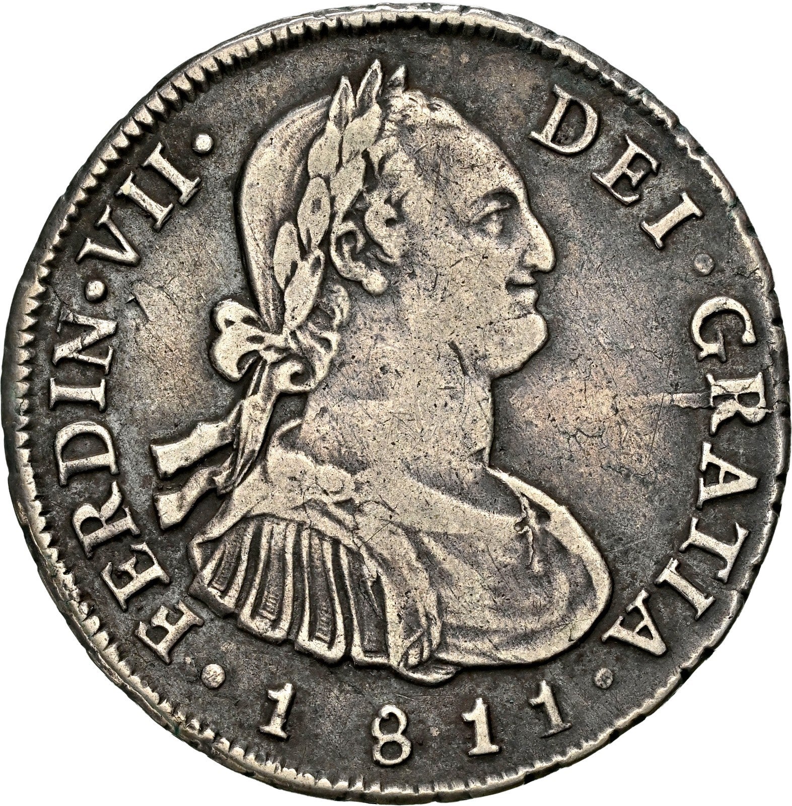 CHILE, Santiago, bust 4 reales, Ferdinand, 1811 FJ, NGC VF 35