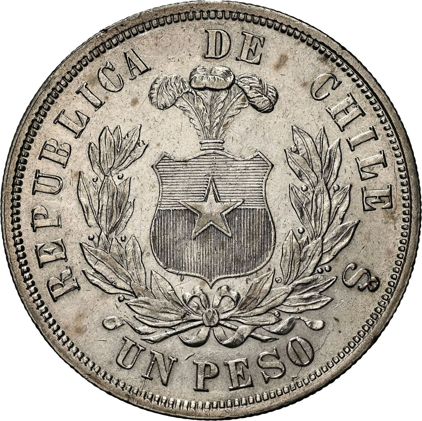 CHILE Santiago Silver Condor Peso 1875/0 NGC AU 55 - Image 2