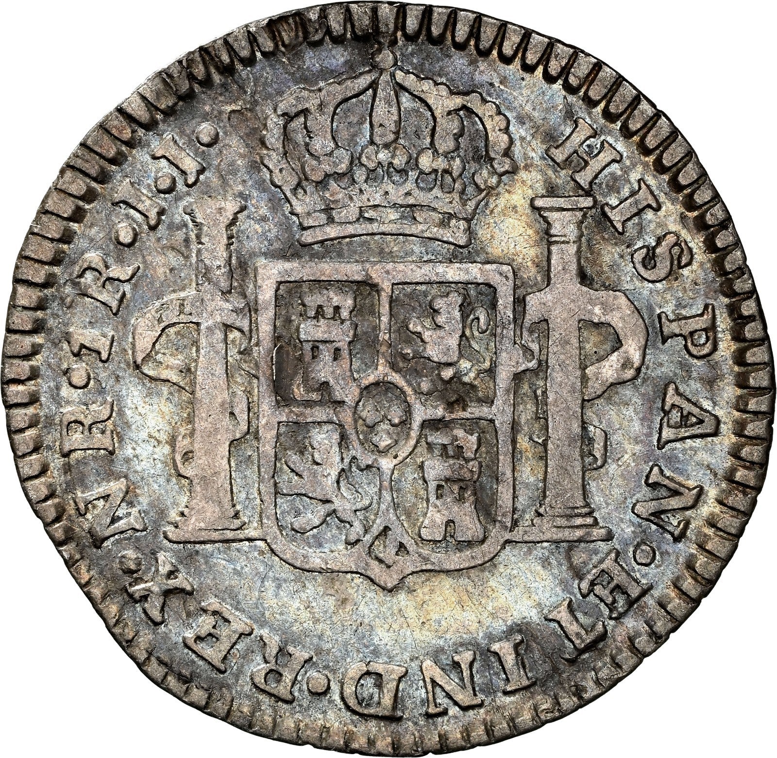 COLOMBIA, Bogotá, bust 1 real, Charles IV, 1792 J•J, no • in mintmark, NGC F 15 - Image 2