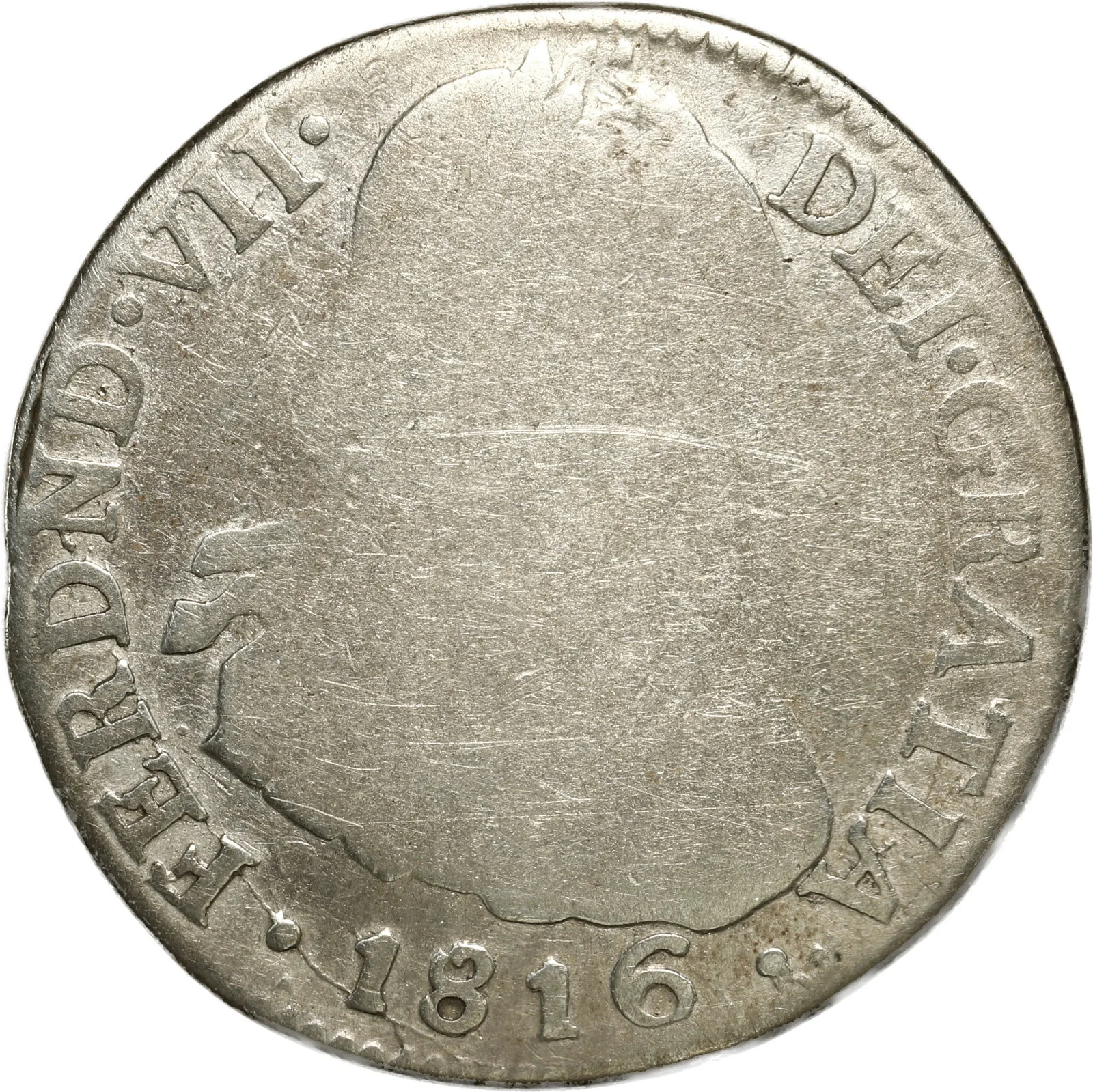 COLOMBIA, Bogotá, bust 2 reales, Ferdinand VII (bust of Charles IV), 1816 FJ.