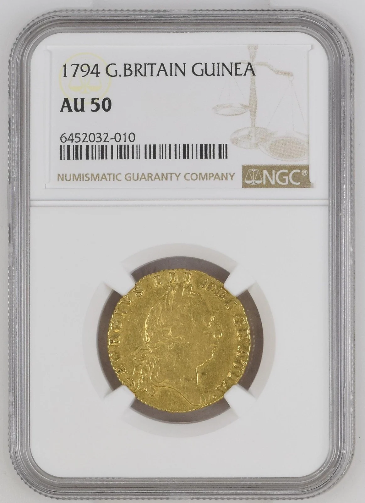 GREAT BRITAIN, London, England, gold guinea, George III, 1794, NGC AU 50. - Image 3