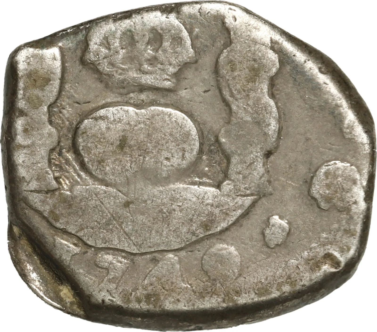 GUATEMALA, Guatemala City, cob 1 real, 1749 J, inverted mintmark G.