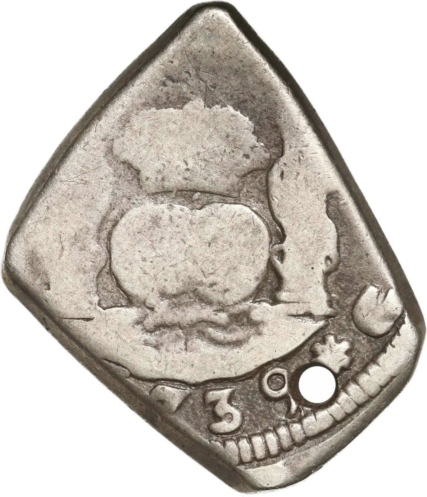 GUATEMALA, Guatemala City, cob 2 reales, 1739/8 J, small denomination 2.