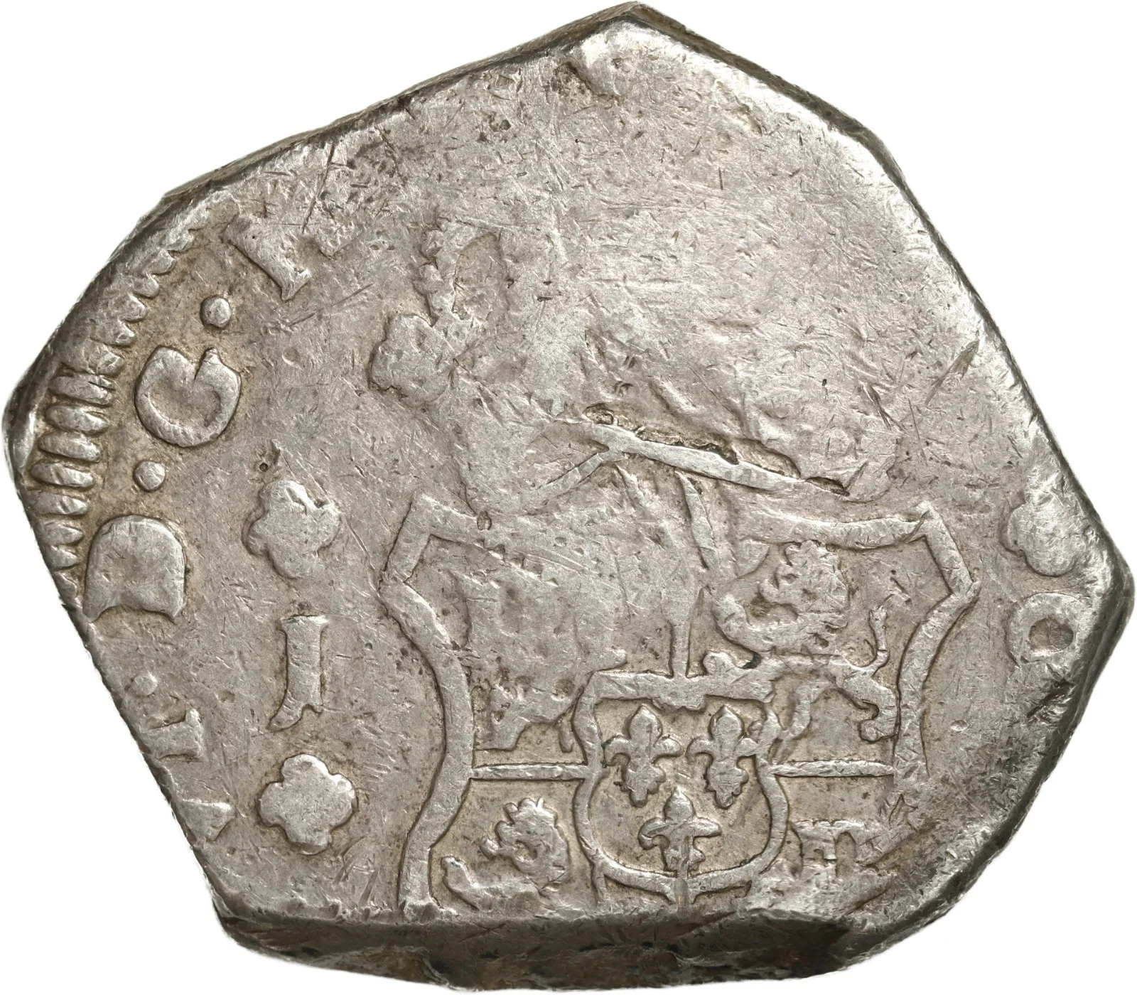 GUATEMALA,Guatemala City, cob 8 reales, 1752/1 J, canceled Guatemala countermark - Image 2
