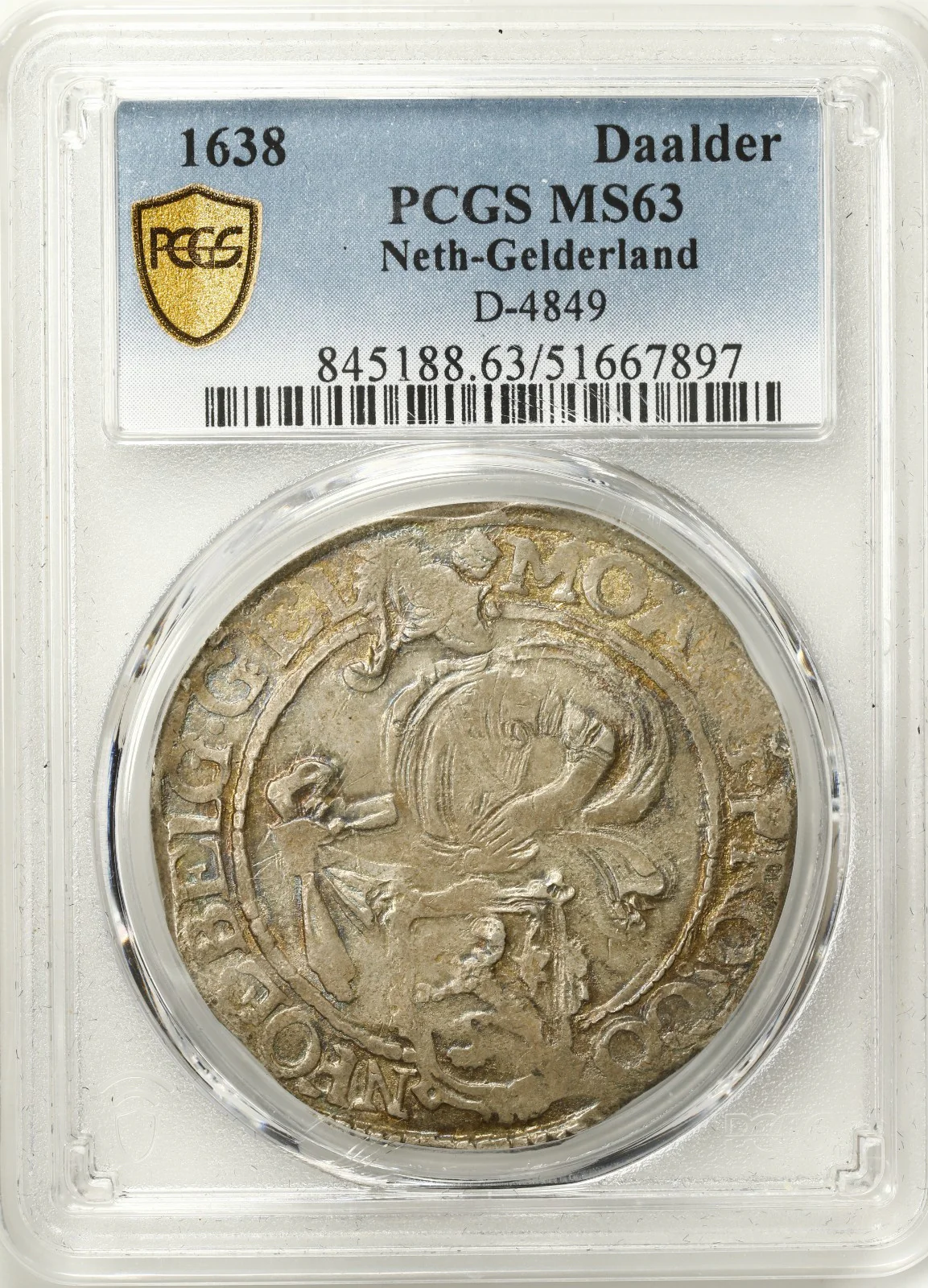 NETHERLANDS (United), Gelderland, "lion" daalder, 1638, PCGS MS63, finest known - Image 3