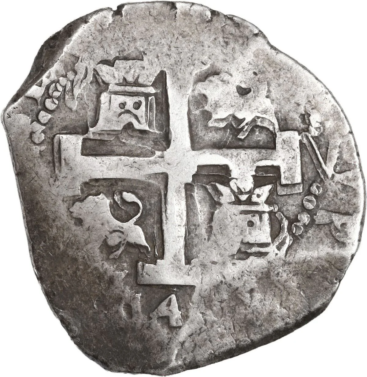 PERU, Lima, cob 8 reales, 1742 V, cross-of-five-dots at top CHOICE - Image 2