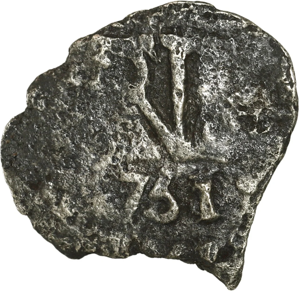 PERU, Lima, cob ½ real, 1751/0, 1R-sized cross, rare.