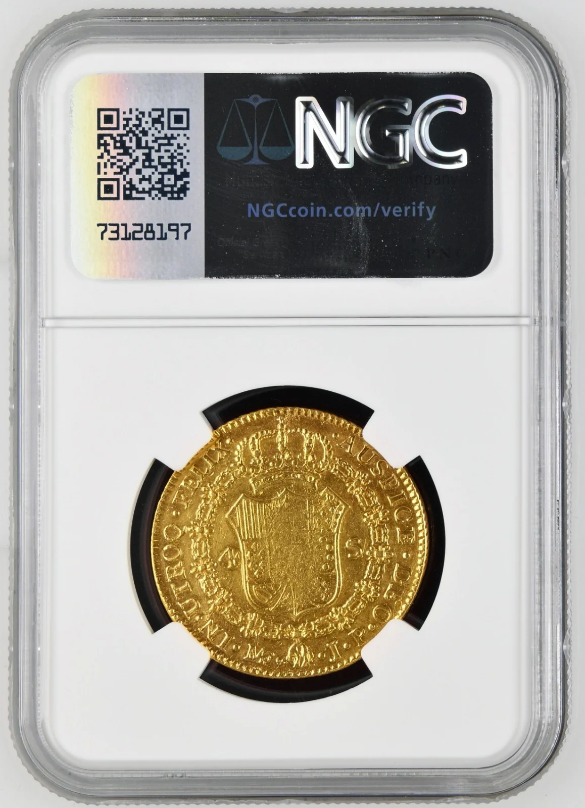 PERU Lima Gold Bust 4 Escudos Ferdinand VII 1821 JP NGC AU Details KM-128 - Image 4