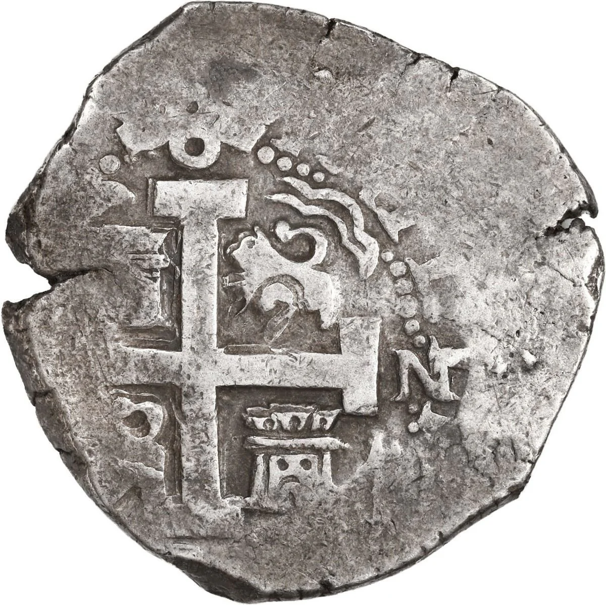 PERU, Lima, silver cob 8 reales, 1737 N, cross-of-five-dots at top - Image 2