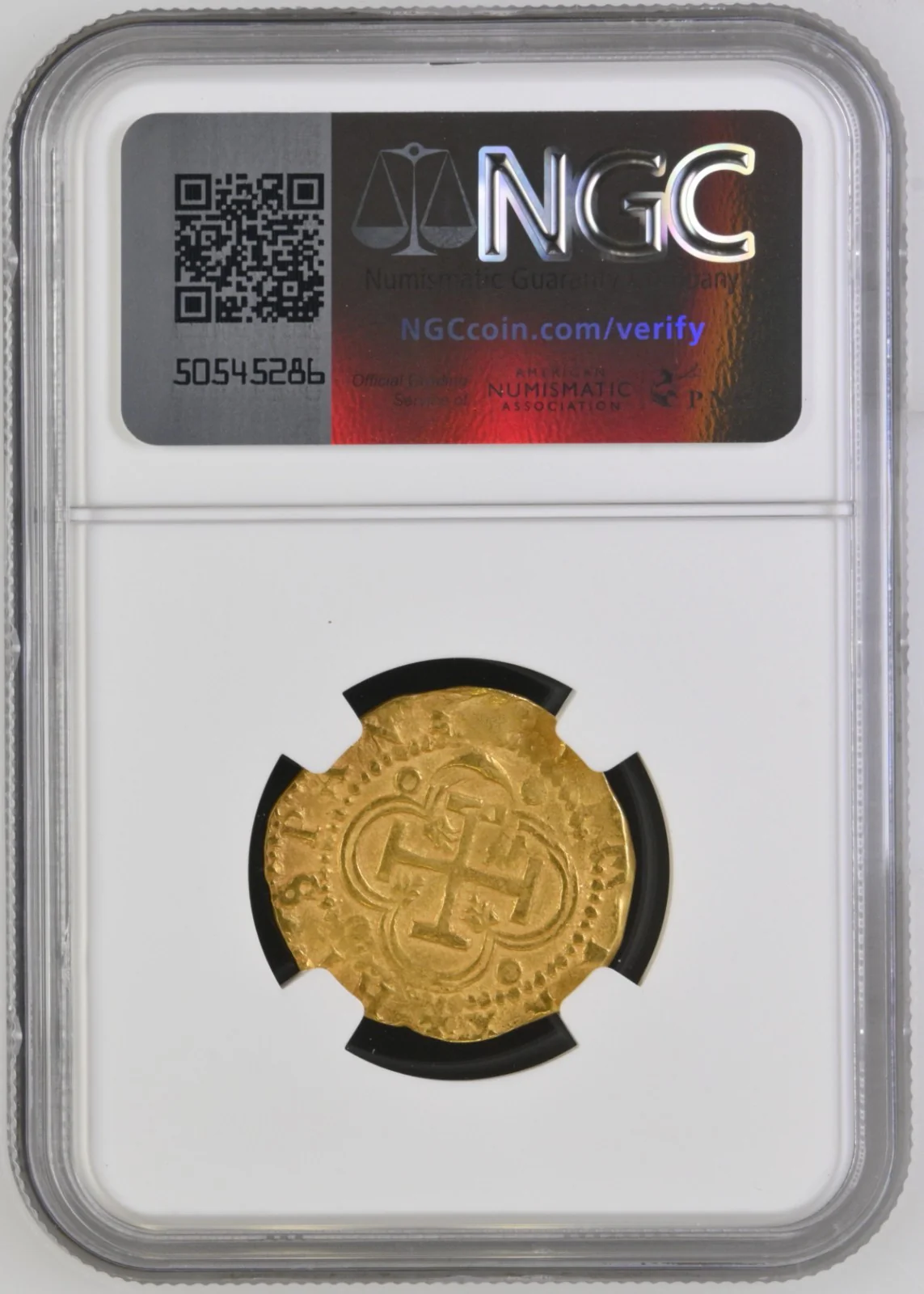 SPAIN, Toledo, gold cob 2 escudos, Philip II, assayer M-in-circle below mintmark - Image 4