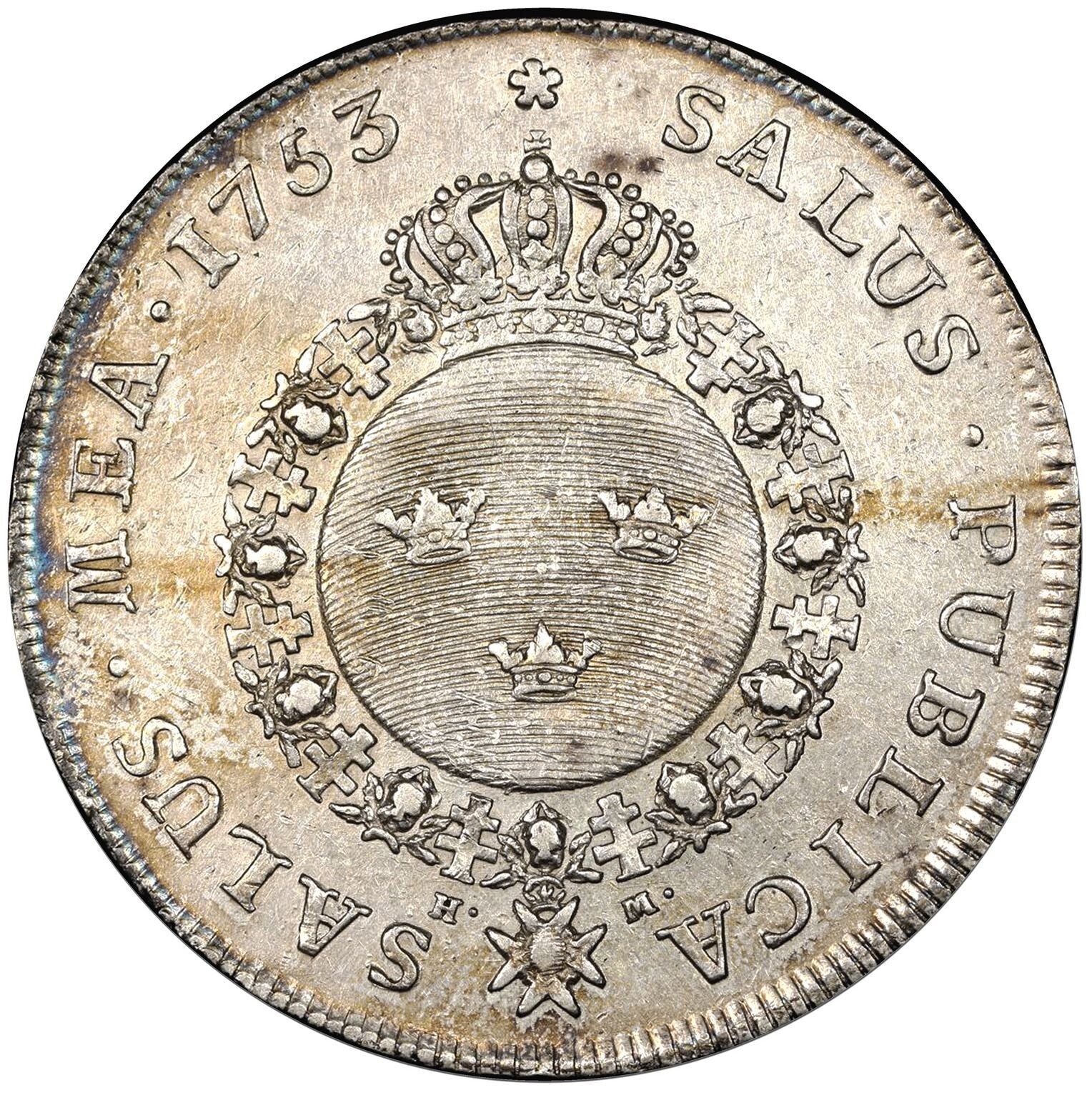 Sweden, riksdaler, 1753 HM, Adolf Frederick, F under bust, PCGS AU detail - Image 2