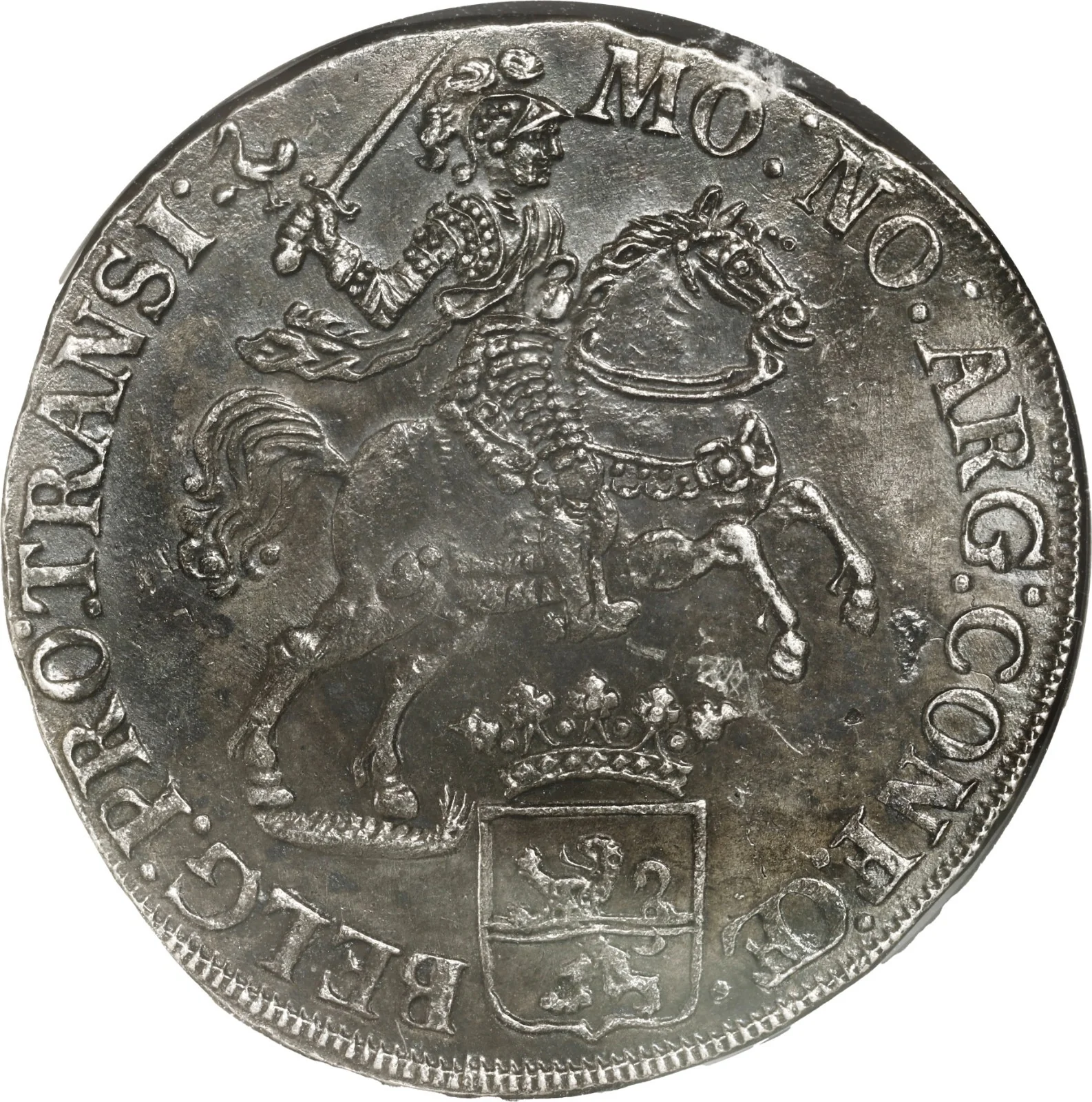 Vliegenthart Shipwreck NETHERLANDS United, "rider" ducatoon, 1734, NGC AUdetails