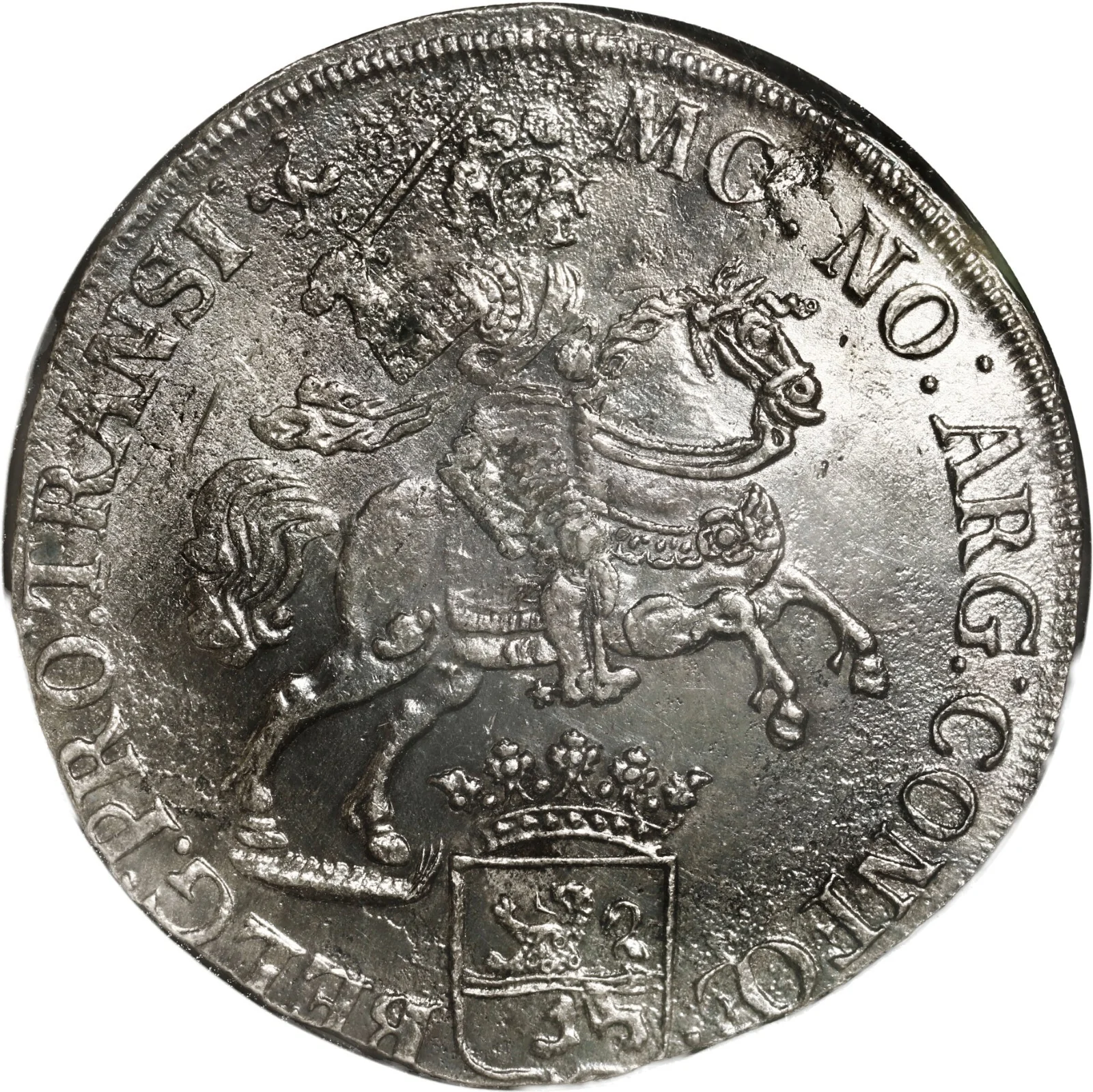 Vliegenthart Shipwreck NETHERLANDS United, "rider" ducatoon, 1734, NGC AUdetails