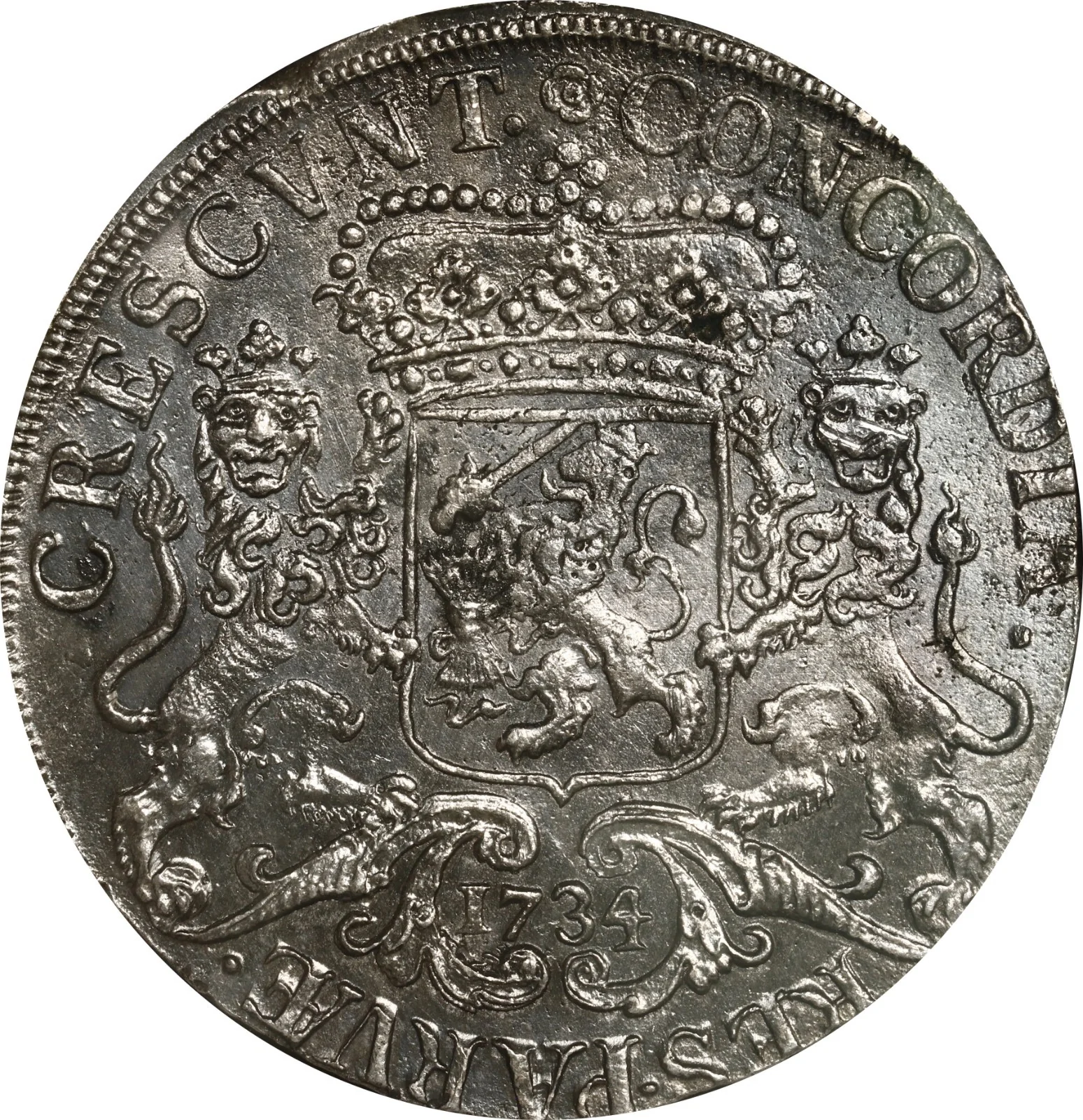 Vliegenthart Shipwreck NETHERLANDS United, "rider" ducatoon, 1734, NGC AUdetails - Image 2