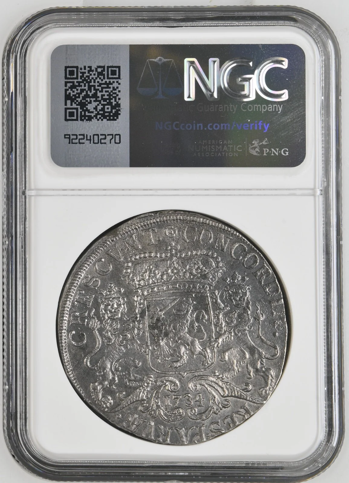 Vliegenthart Shipwreck NETHERLANDS United, "rider" ducatoon, 1734, NGC AUdetails - Image 4